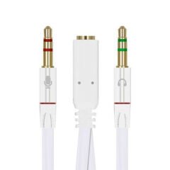3.5MM STEREO DİŞİ X 2 STEREO ERKEK KULAKLIK MİKROFON HOPARLÖR AYIRICI 20 CM KABLO (4944)