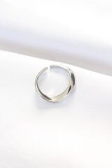 Yassı Silver Renk Ayarlanabilir Yüzük - TJ-BYK3100