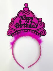 Happy Birthday Yazılı Neon Renk Taç 12 Adet (4944)