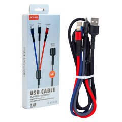 JKX-44 USB TO MICRO USB TYPE-C LIGHTNING 3LÜ 2.4 AMPER SARJ KABLOSU (4944)