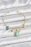 Caretta Caretta Charmlı Gold Renk Kadın Bileklik - TJ-BB8033