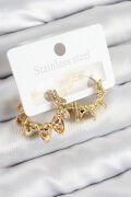 Pirinç Kıvrımlı Halka Model Gold Renk Kadın Küpe - TJ-BKP11020