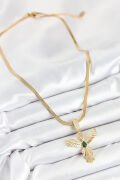 316L Çelik Zirkon Taşlı Melek Model Gold Renk Kadın Kolye - TJ-BKO10531