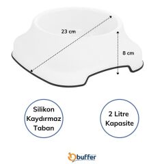 Silikon Kaydırmaz Taban Plastik Kedi ve Köpek Mama ve Su Kabı 2 L (4944)