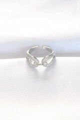 Zirkon Taşlı Silver Renk Ayarlanabilir Yüzük - TJ-BYK3108