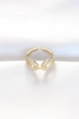 Zirkon Taşlı Gold Renk Ayarlanabilir Yüzük - TJ-BYK3109