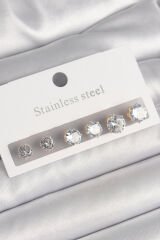 316L Çelik Gold Renk Zirkon Taşlı Kadın Küpe Seti - TJ-BKP10300