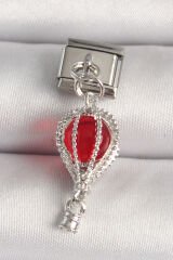 316L Çelik Gümüş Renk Kırmızı Balon Model Nomination Charm - TJ-BC1223