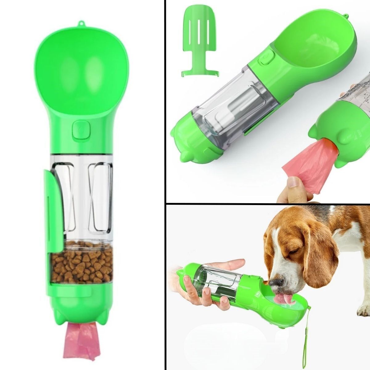 Taşınabilir Hazneli Mama Kaplı ,Kaka Poşetli Kedi,Köpek Suluğu-300ml (4944)