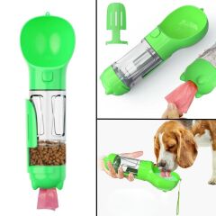Taşınabilir Hazneli Mama Kaplı ,Kaka Poşetli Kedi,Köpek Suluğu-300ml (4944)