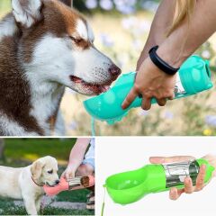 Taşınabilir Hazneli Mama Kaplı ,Kaka Poşetli Kedi,Köpek Suluğu-300ml (4944)