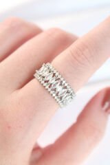 Kalın Zirkon Taşlı Silver Renk Ayarlanabilir Yüzük - TJ-BYK3112