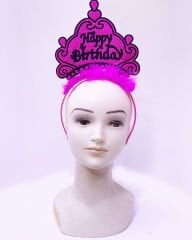Happy Birthday Neon Fuşya Renk Doğum Günü Tacı 24x15 cm (4944)