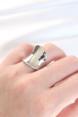 Silver Renk Ayarlanabilir Kavisli Ayna Yüzük - TJ-BYK3114