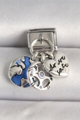 316L Çelik Gümüş Renk Dünya Kalp Model Nomination Charm - TJ-BC1226
