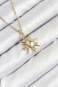 316L Çelik Güneş Model Gold Renk Kadın Kolye - TJ-BKO10537