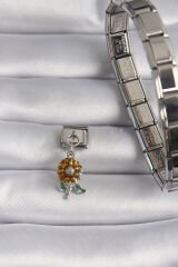 316L Çelik Gümüş Renk Papatya Model Nomination Charm - TJ-BC1097