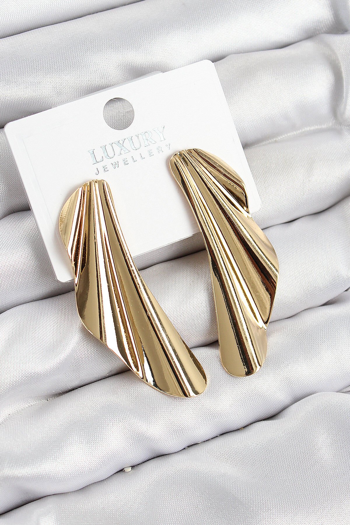 Pirinç Tül Model Gold Renk Kadın Küpe - TJ-BKP11030