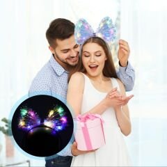 Işıltılı Fiber Fiyonk Gece Tacı Işıklı Ledli Eğlence Tacı 1 Adet 20x21 cm (4944)