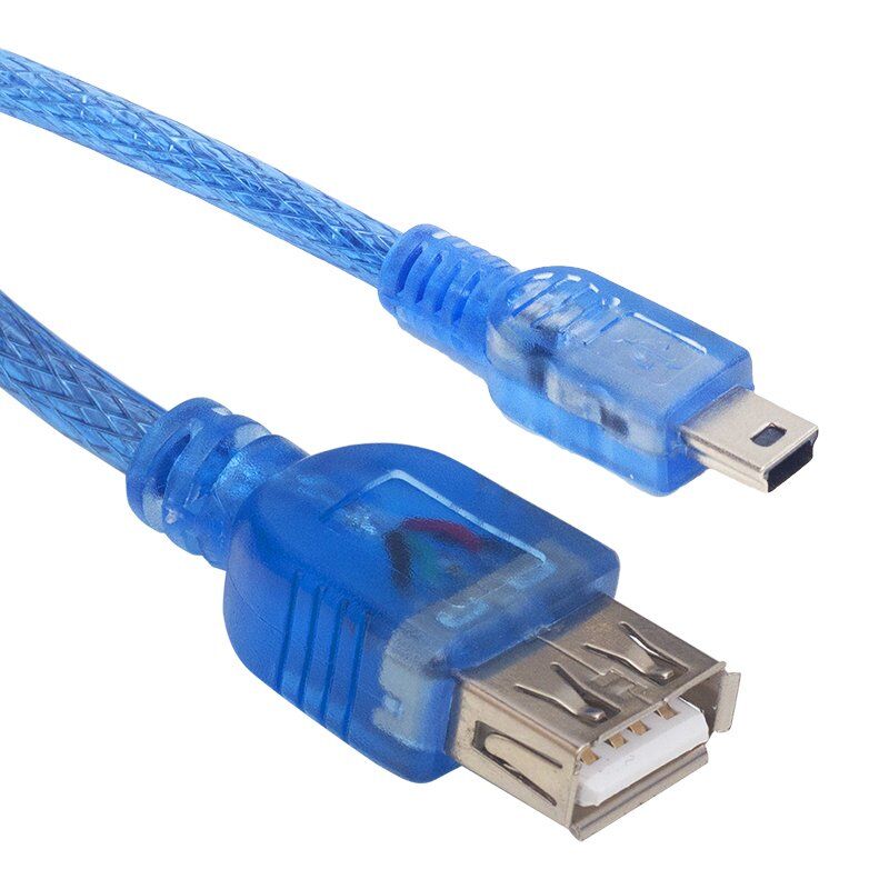 USB 5 PİN ERKEK-USB DİŞİ IPOD KABLOSU MAVİ ŞEFFAF 40 CM (4944)