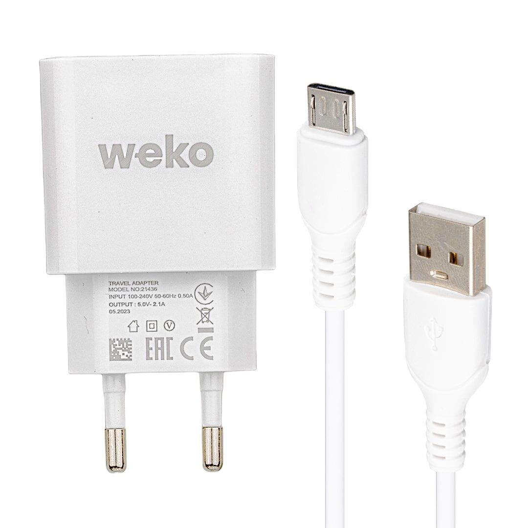 WK-21436 M7 2.1 AMPER ŞARJ BAŞLIK ADAPTÖRÜ + MICRO USB KABLO (NO:3) (4944)