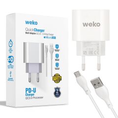 WK-21441 PDU QC 3.0 AMPER ŞARJ BAŞLIK ADAPTÖRÜ + MICRO USB KABLO (NO:1) (4944)