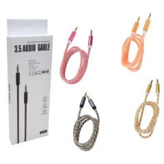 3.5 MM ERKEK/ERKEK RENKLİ STEREO AUX ÖRGÜLÜ KABLO 1 METRE KUTULU (4944)