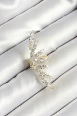 Pirinç Zirkon Taş Kaplamalı Gold Renk Kadın Sağ Kıkırdak Küpe - TJ-BKP10629