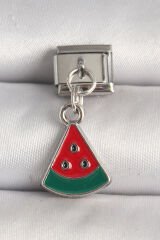 316L Çelik Gümüş Renk Karpuz Dilim Model Nomination Charm - TJ-BC1241