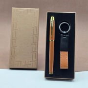 Deri Anahtarlık Ve Metal Kalem Seti