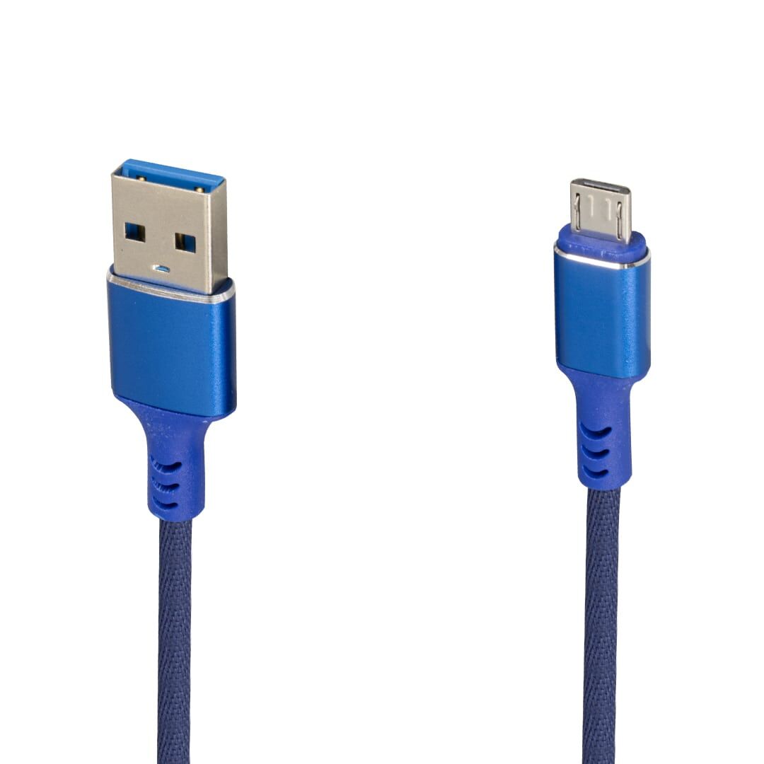 WK-22023 USB TO MICRO USB ÖRGÜLÜ LACİVERT ŞARJ KABLOSU (NO:14) (4944)