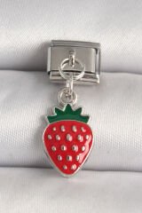 316L Çelik Gümüş Renk Çilek Model Nomination Charm - TJ-BC1243