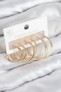 Pirinç Halka Model Gold Renk Kadın Set Küpe - TJ-BKP11045