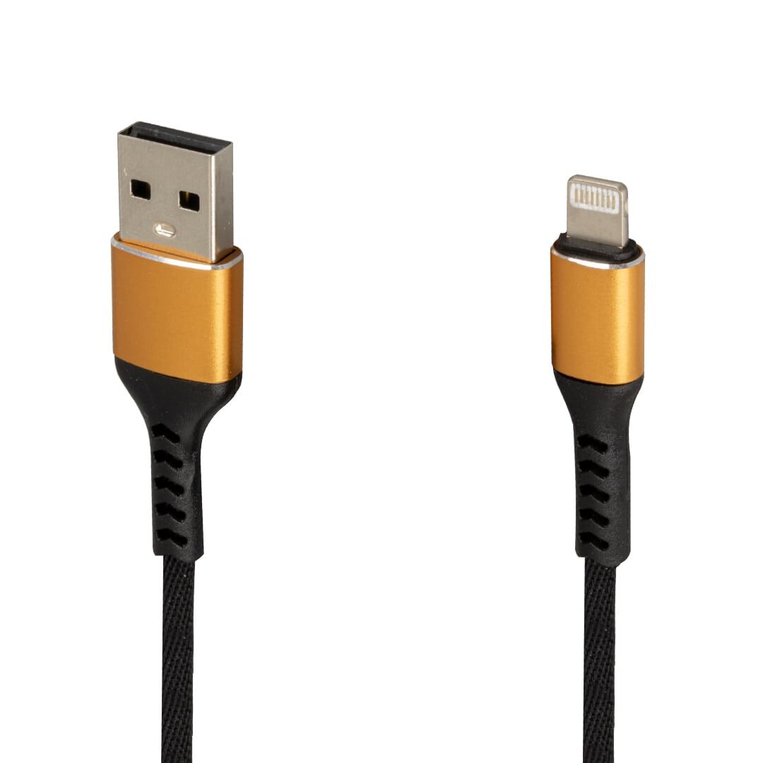 WK-22025 USB TO LIGHTNING ÖRGÜLÜ SİYAH ŞARJ KABLOSU (NO:14) (4944)