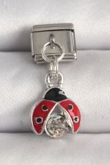 316L Çelik Gümüş Renk Zirkon Taşlı Uğur Böceği Model Nomination Charm - TJ-BC1245
