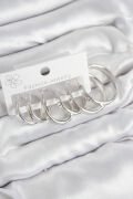 Pirinç Halka Model Gümüş Renk Kadın Set Küpe - TJ-BKP11048