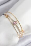 Pirinç Zirkon Taşlı Baget Model Gold Renk Kadın Bileklik - TJ-BB7863
