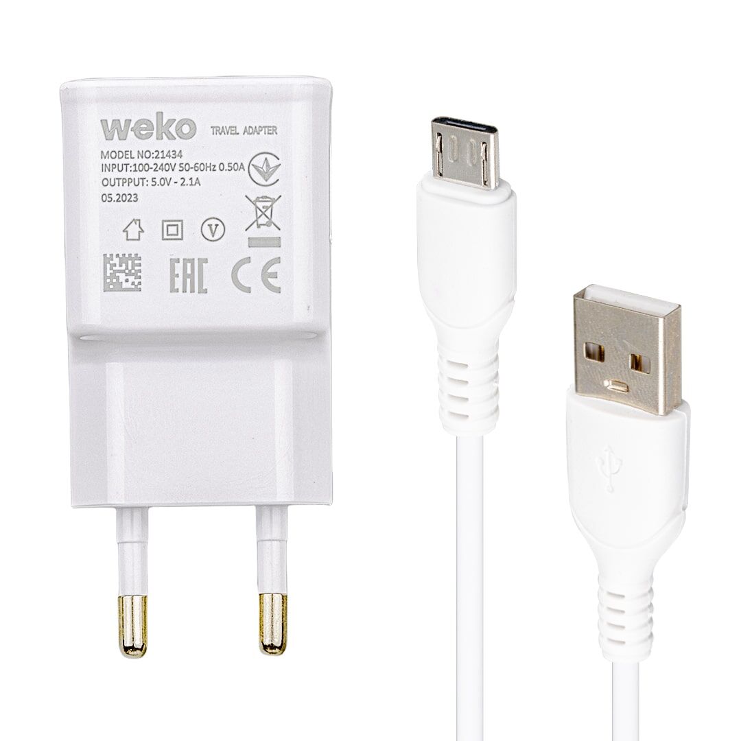 WK-21434 S6 2.1 AMPER ŞARJ BAŞLIK ADAPTÖRÜ + MICRO USB KABLO(NO:3) (4944)