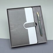 Gri Kutulu Deri Defter Roller Kalem Set