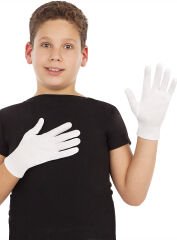 Beyaz Renk Çocuk Boy Likralı Pandomim Eldiveni (4944)
