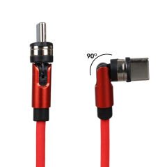 KIRMIZI 3İN1 (TYPE C- LİGHTNİNG- MİCRO USB) MANYETİK UÇ TAŞINABİLİR ŞARJ KABLOSU (4944)