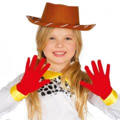 Kırmızı Renk Çocuk Boy Likralı Pandomim Eldiveni (4944)