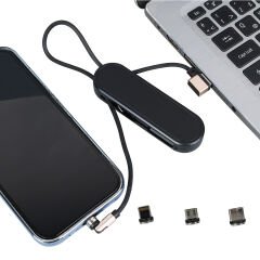 SİYAH 3İN1 (TYPE C- LİGHTNİNG- MİCRO USB) MANYETİK UÇ TAŞINABİLİR ŞARJ KABLOSU (4944)