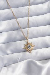 316L Çelik Gold Renk Zincir Zirkon Taşlı Kutup Yıldızı Figür Kadın Kolye - TJ-BKO7993