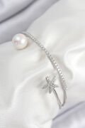 Pirinç Zirkon Taşlı Yıldız Ve İnci Model Gümüş Renk Kadın Bileklik - TJ-BB7884