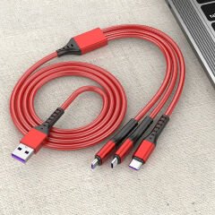 3IN1 KIRMIZI 1.2 METRE (MICRO USB - LIGHTNING - TYPE C) TELEFON ŞARJ KABLOSU (4944)