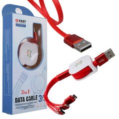 3 IN 1 KIRMIZI ŞARJ KABLOSU (4944)