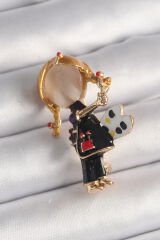 Pirinç Gold Renk Ressam Kız Model Kadın Broş - TJ-BR427