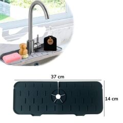 Lavabo İçin Silikon Esnek Mat Musluk Sapı Damlama Tutucu Raf Mutfak Tezgahı Sıçrama Koruma (4944)