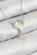 Pirinç Zirkon Taşlı İstiridye Model Gümüş Renk Kadın Kolye - TJ-BKO10417